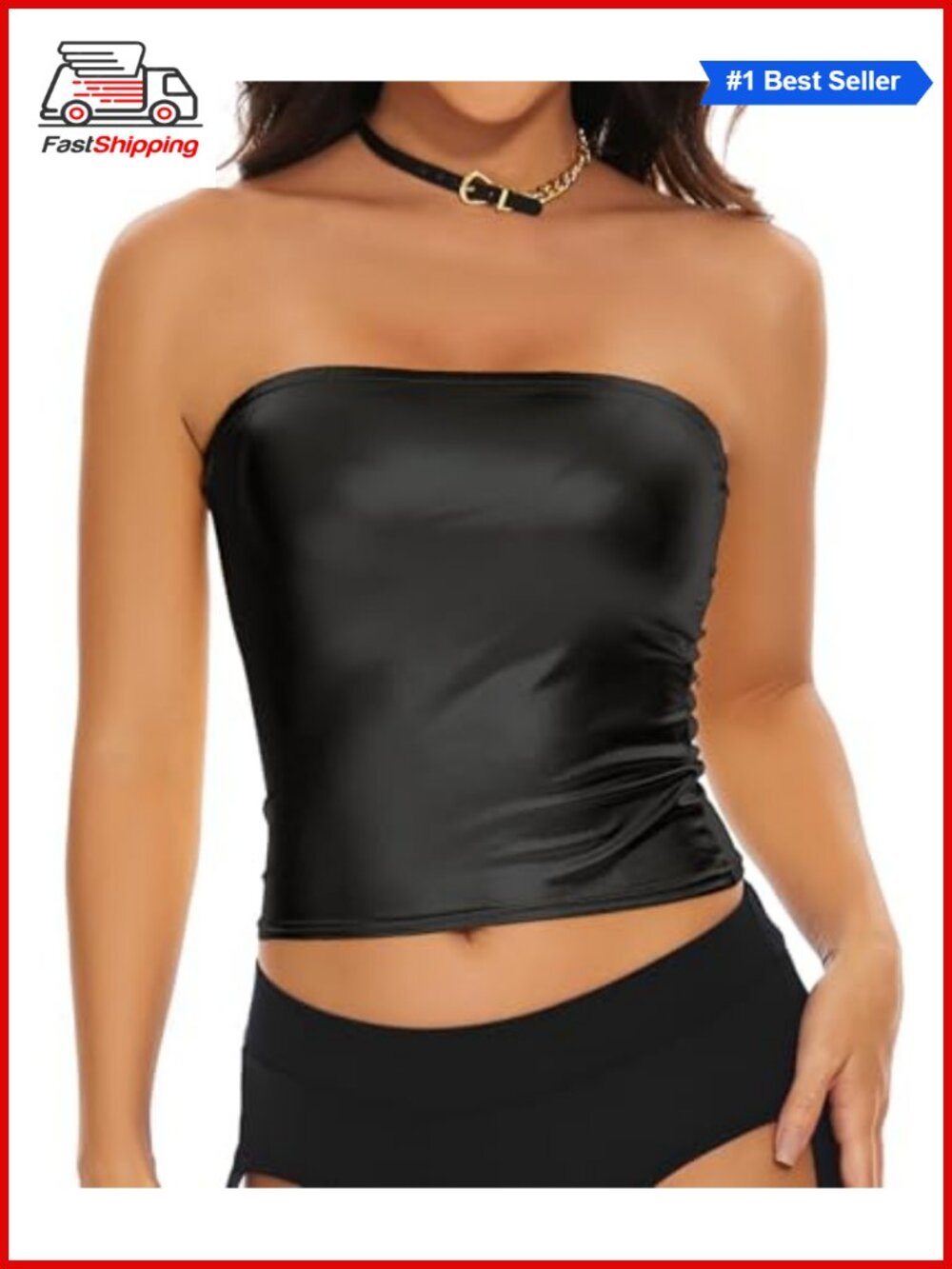 ✨ Metallic Crop Tube Top Strapless Bandeau Rave Festival Dance Concert